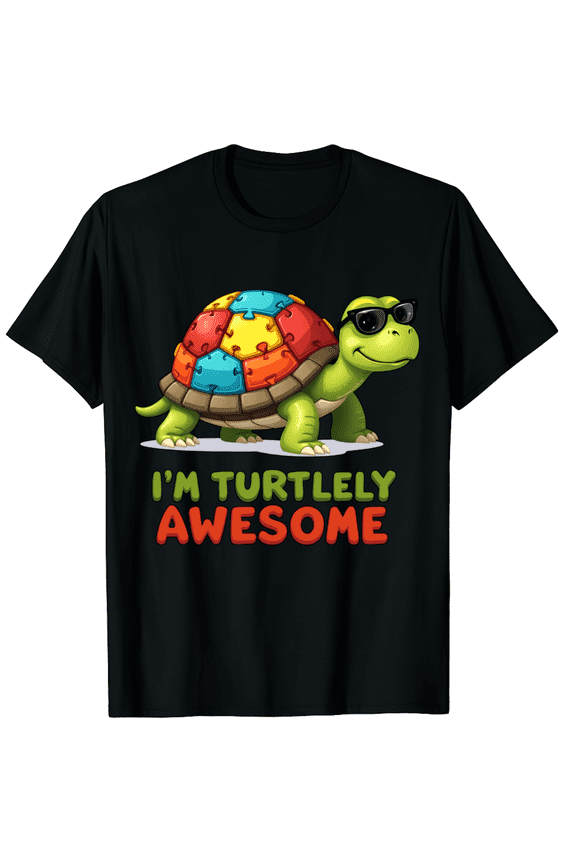 Autism Awareness I'm Turtlely Awesome Puzzle Shell Animal Short Sleeve T-Shirt for Women Men