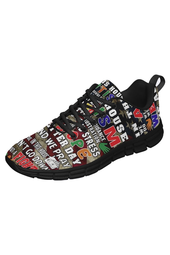 Autism Awareness In This House We Do Running Shoes Sneakers Mesh Black Size 10