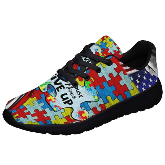 Autism Awareness In This House We Never Give up Shoes Sneakers for Women Men Black Size 6