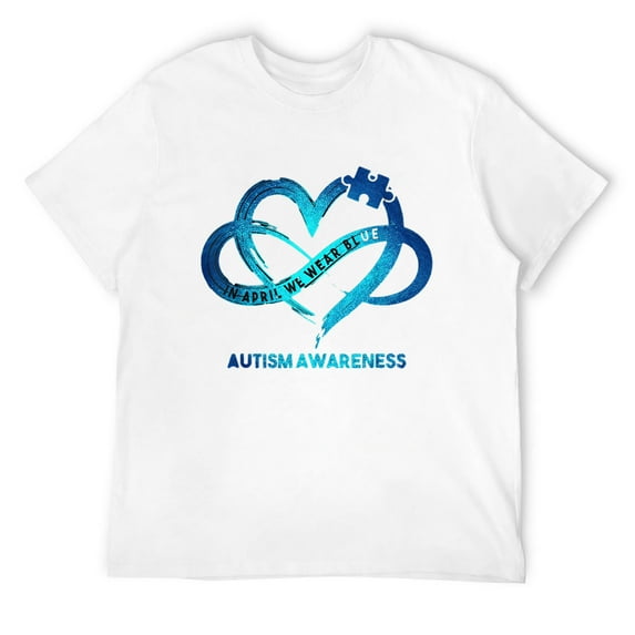 Autism Awareness Infinity Heart In April We Wear Blue Men T-Shirt White 4X-Large