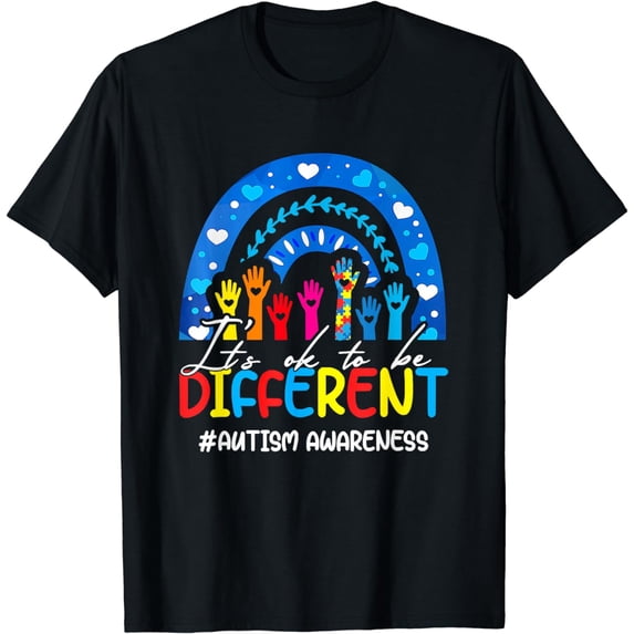 Autism Awareness It's Ok To Be Different Leopard Rainbow T-Shirt