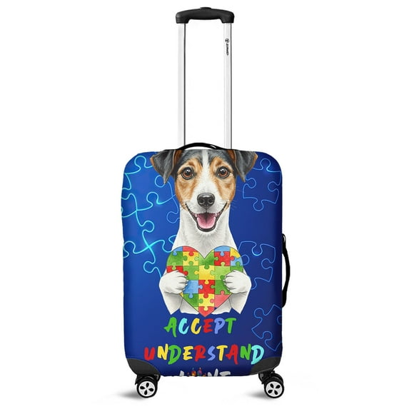 Autism Awareness Jack Russell Terrier Accept Understand Love Travel Luggage Cover Parson Jack Dog Lover Suitcase Dust Protective Decor - 12003