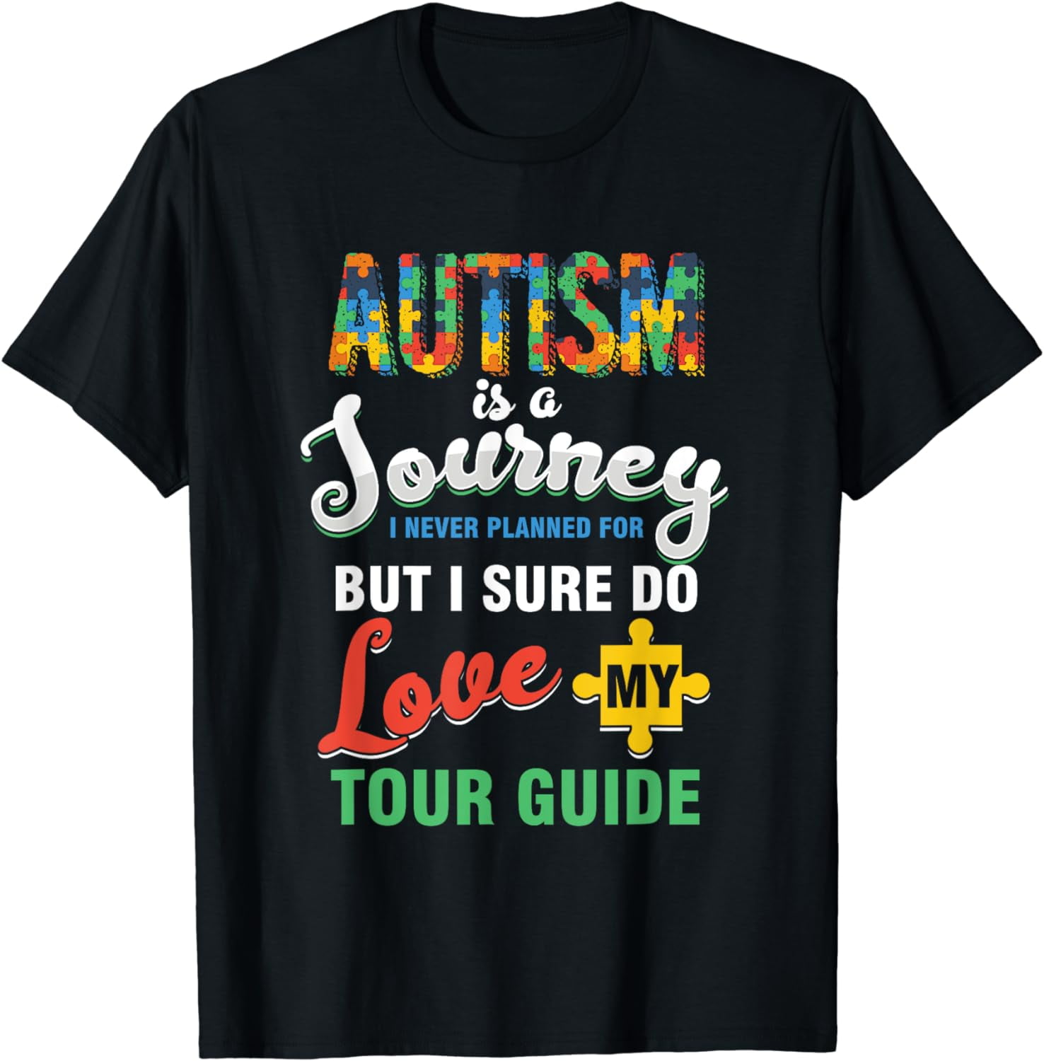 Autism Awareness Journey Autistic Ribbon Puzzle Tolerance TShirt