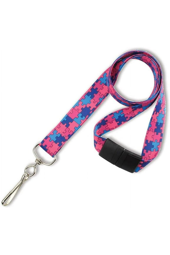 Autism Awareness Lanyard with Safety Breakaway Clasp - Cute Puzzle Piece Keychain with Swivel J Hook by Specialist ID (Pink)