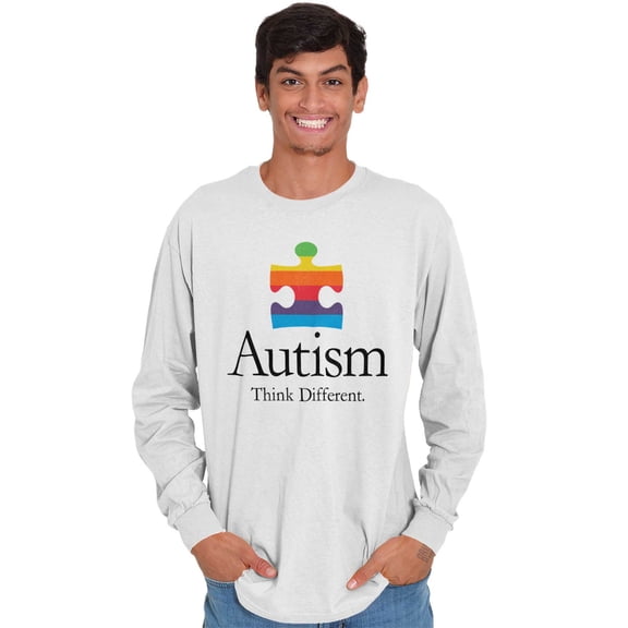 Autism Awareness Long Sleeve Tees Shirts T-Shirts Puzzle Piece Think Different Run Walk