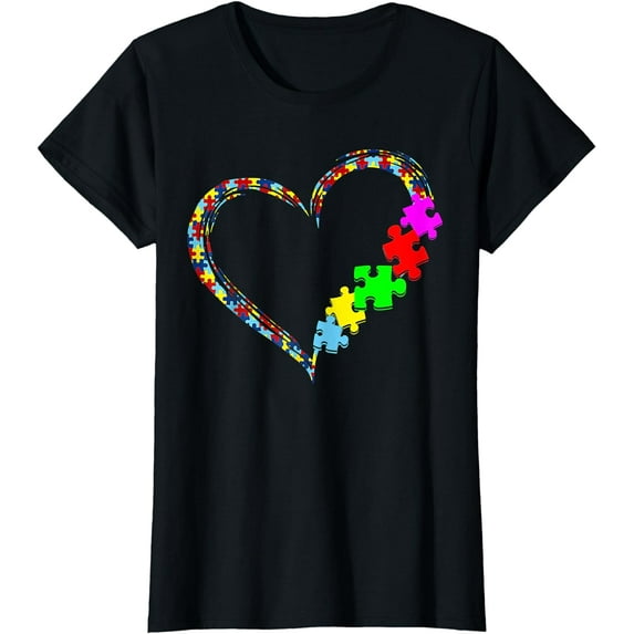 Autism Awareness Love Heart Puzzle Piece Gift Men Women T-Shirt