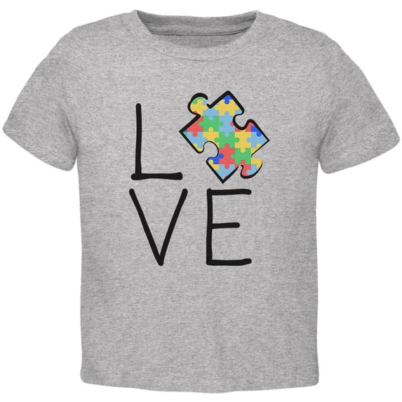 Autism Awareness Love Puzzle Piece Toddler T Shirt Heather 3T