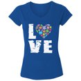 thumbnail image 1 of Autism Awareness Love Puzzles V-Neck T-Shirt for Women - Autism Support S M L XL 2XL Graphic Tee, 1 of 2