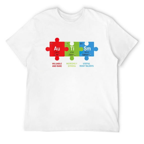 Autism Awareness Men Kids EleMents Periodic Table ASD T-Shirt White Large