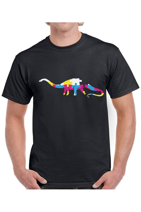 Autism Awareness Men T-Shirt S M L XL 2XL 3XL 4XL 5XL Graphic Tee Dinosaur Puzzle