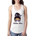 thumbnail image 1 of Autism Awareness Mom Life Messy Hair Bun | Cool Support Neon Print Bandana Mother's Day Ladies Racerback Tank Top, White, X-Large, 1 of 5