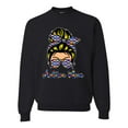 thumbnail image 1 of Autism Awareness Mom Life Messy Hair Bun | Cool Support Neon Print Bandana Mother's Day Unisex Crewneck Graphic Sweatshirt, Black, Medium, 1 of 5