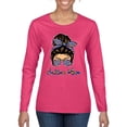 thumbnail image 1 of Autism Awareness Mom Life Messy Hair Bun | Cool Support Neon Print Bandana Mother's Day Womens Graphic Long Sleeve T-Shirt, Fuschia, XX-Large, 1 of 5