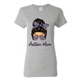thumbnail image 1 of Autism Awareness Mom Life Messy Hair Bun | Cool Support Neon Print Bandana Mother's Day Womens Graphic T-Shirt, Heather Grey, 3X-Large, 1 of 5
