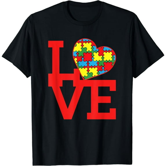 Autism Awareness Month Love Autistic Support Puzzle Cute T-Shirt