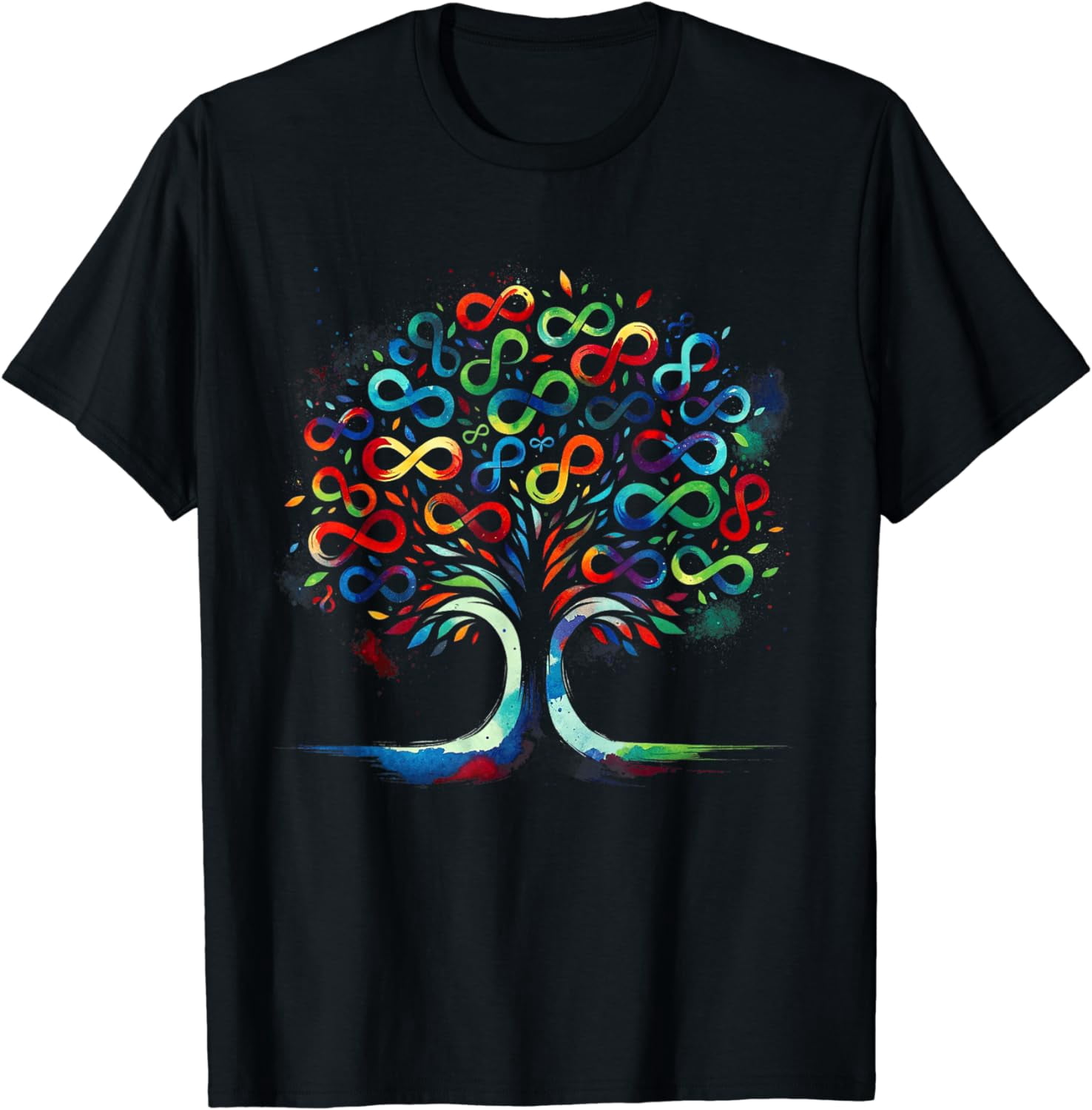 Autism Awareness Month Symbol Infinity Tree Watercolor T-Shirt ...