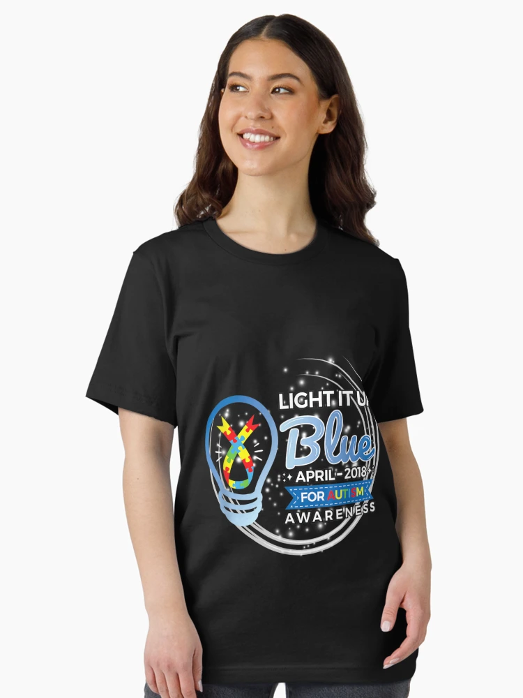 Autism Awareness Month T-Shirt Light It Up Blue Rainbow Puzzle Piece Graphic Tee Support Shirt