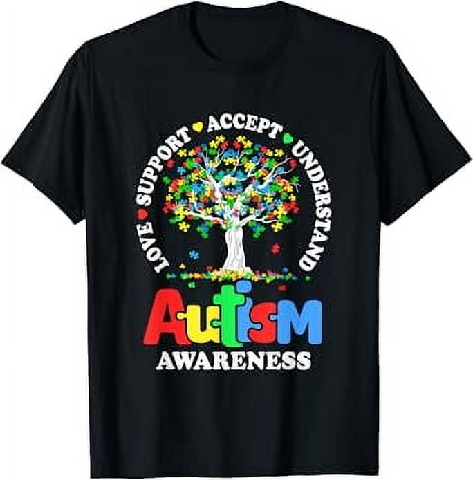 Autism Awareness Month Tree Love Support Accept Understand T-Shirt ...