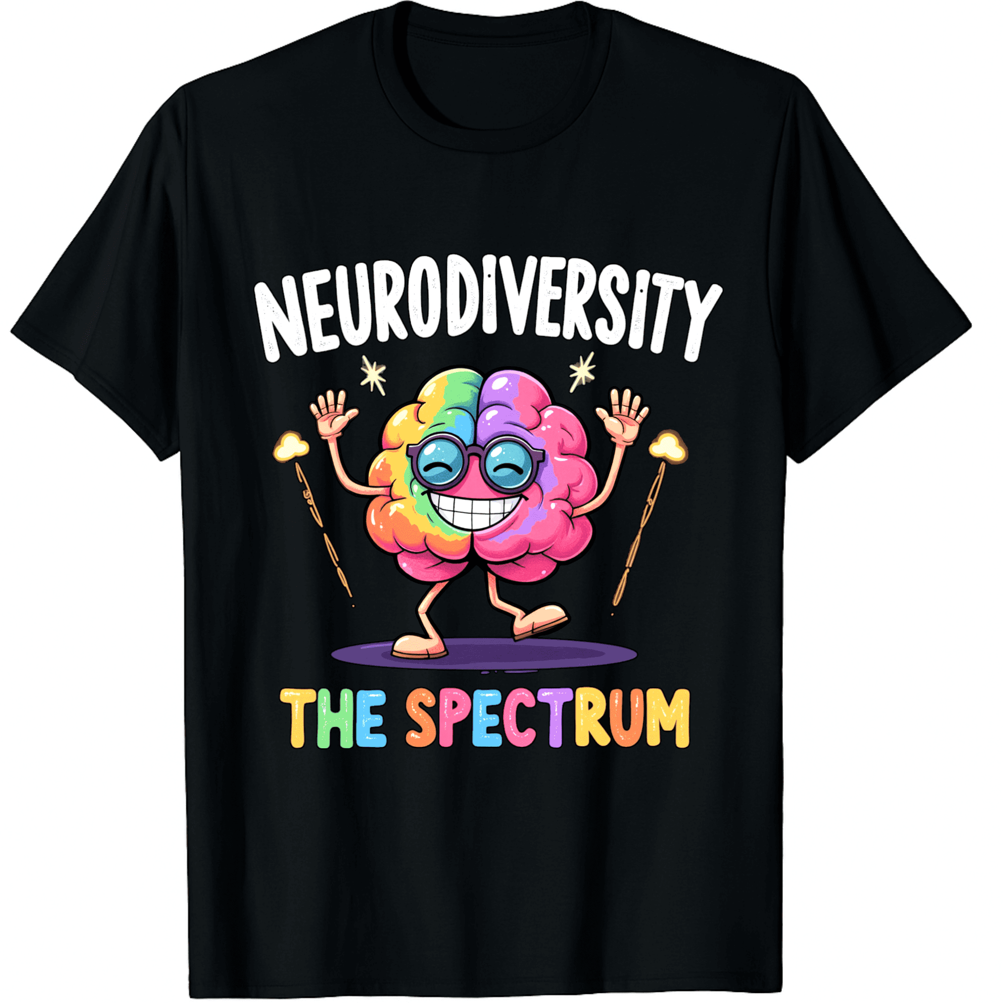 Autism Awareness Neurodiversity Happy Brain Character Short Sleeve T ...