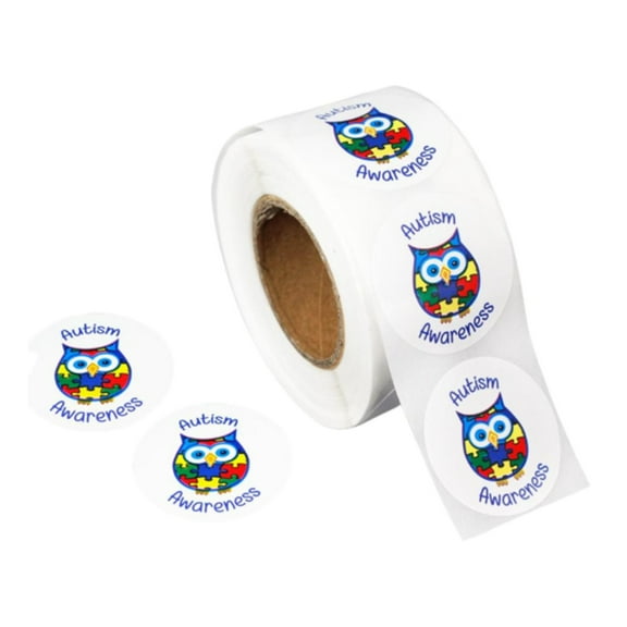 Autism Awareness Owl Stickers (250 per Roll)