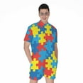 thumbnail image 1 of Autism Awareness Pattern Short Sleeve Men'S Rompers, Autism Awareness Casual Summer Jumpsuits Outfit, 1 of 4