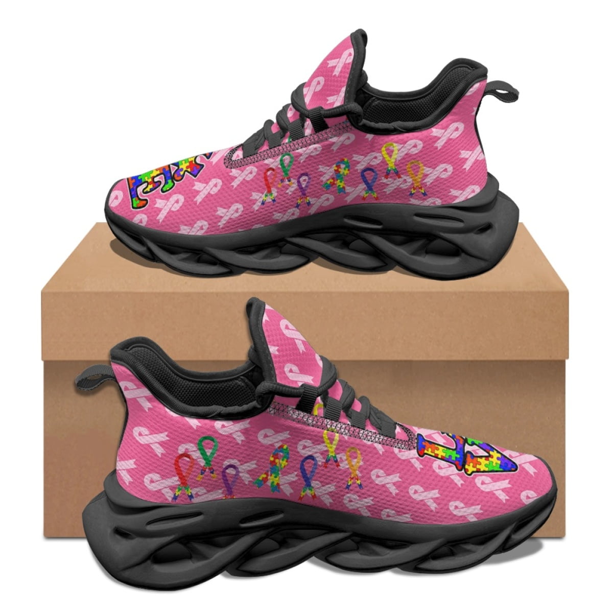 Autism Awareness Pattern Woman WearResistant Lightweight Mesh Shoes