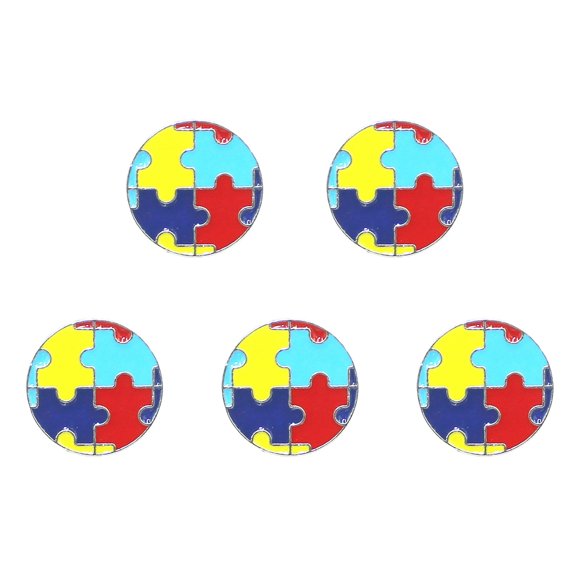 Autism Awareness Pins - 5PC Multi-Color Puzzle Piece Lapel Pins - Enamel Ribbon Brooches for Shirts, Jackets & Accessories - Symbol of Support & Advocacy