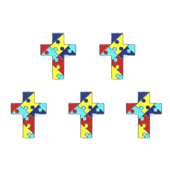 Autism Awareness Pins - 5PC Multi-Color Puzzle Piece Lapel Pins - Enamel Ribbon Brooches for Shirts, Jackets & Accessories - Symbol of Support & Advocacy