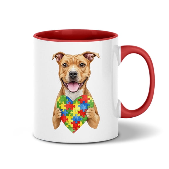Autism Awareness Pitbull Accept Understand Love 11oz Accent Two-tone Mug Terrier Dog Lover Coffee Tea Cup - 12003