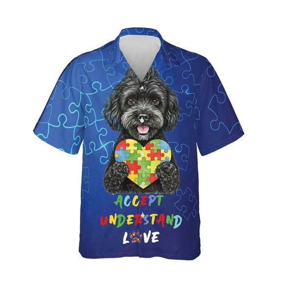 Autism Awareness Portuguese Water Dog Accept Understand Love Hawaiian Shirt Breathable Summer Unisex Merch PWD Portie Fishing Dog Lover - 12003