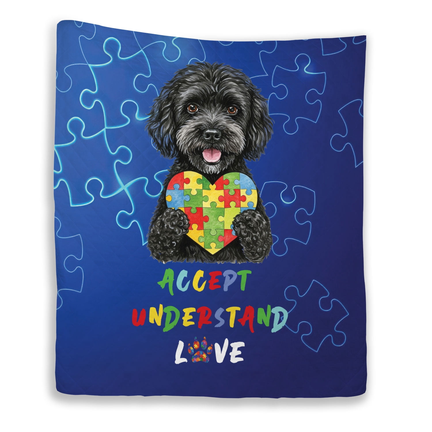 Autism Awareness Portuguese Water Dog Accept Understand Love Quilt ...