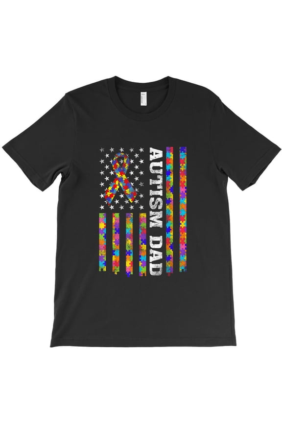 Autism Awareness Proud Dad Papa Vintage USA American Flag, G20479 Unisex T-Shirt, Up to Size 5XL