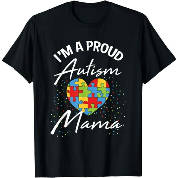 Autism Awareness Proud Mom Puzzle Heart Cool Parent Gifts T-Shirt