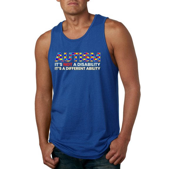 Autism Awareness Puzzle | Autism Is Not A Disablity It's A Different Abilty Inspirational Christian Mens Graphic Tank Top, Royal, 3X-Large