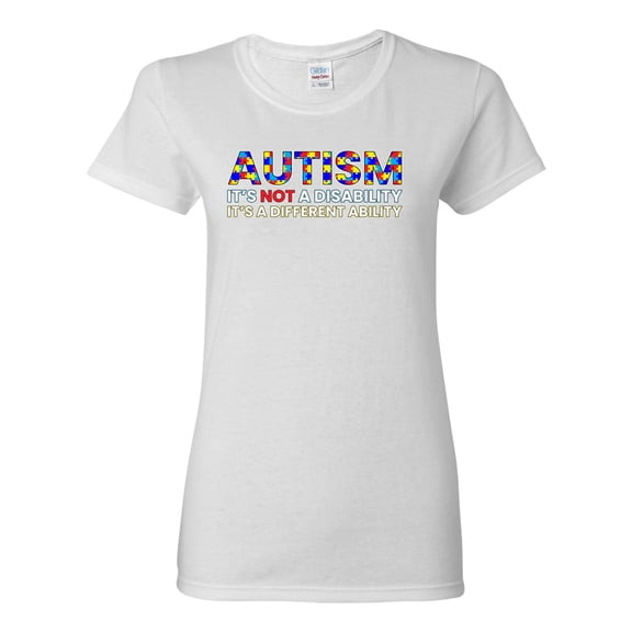 Autism Awareness Puzzle | Autism Is Not A Disablity It's A Different Abilty Inspirational Christian Womens Graphic T-Shirt, White, XX-Large