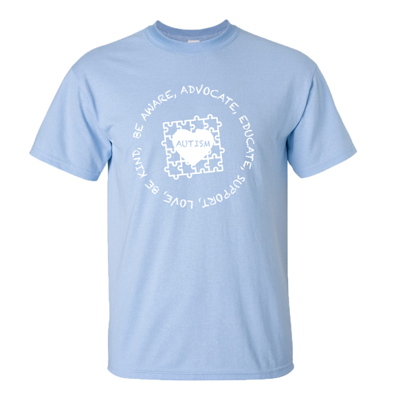 Autism Awareness Puzzle Be Aware Educate Support Love Unisex Adult Short Sleeve T-shirt-Light Blue-large