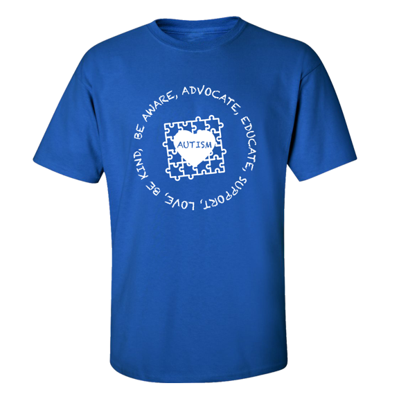 Autism Awareness Puzzle Be Aware Educate Support Love Unisex Adult Short Sleeve T-shirt-Royal-xl