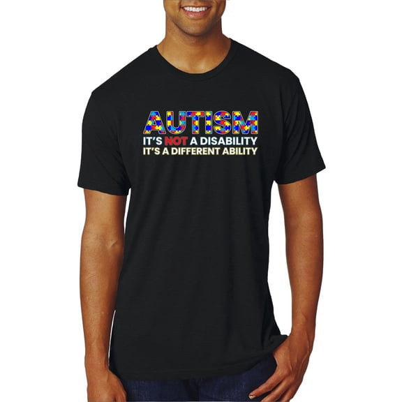 Autism Awareness Puzzle | Autism Is Not A Disablity Itâ€™s A Different Abilty Inspirational Christian Mens Premium Tri Blend T-Shirt, True Black, X-Large