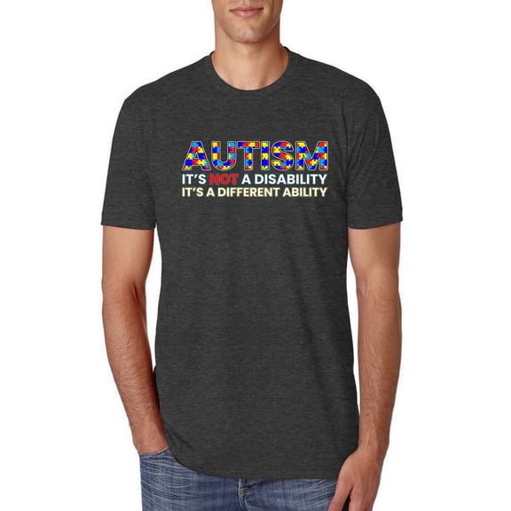 Autism Awareness Puzzle | Autism Is Not A Disablity It's A Different Abilty Inspirational Christian Mens Premium Tri Blend T-Shirt, Vintage Black, Medium