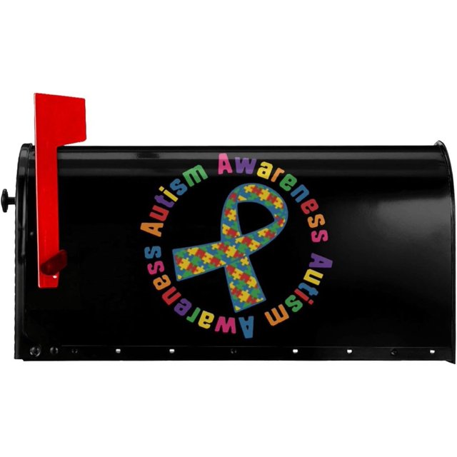 Autism Awareness Puzzle Mailbox Cover MailWraps Outside Garden
