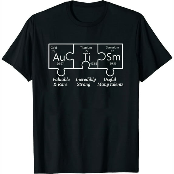 Autism Awareness Puzzle Periodic Table Elewoments T Shirt Gift Black Small