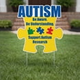thumbnail image 1 of Autism Awareness Puzzle Piece Yard Sign, 21" x 21.5" Outdoor Lawn Decoration with Stakes, Weatherproof Corrugated Plastic, “Be Aware Be Understanding” Support Sign, 1 of 8