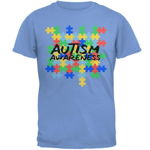 Autism Awareness Puzzle Pieces Mens T Shirt Carolina Blue 2XL