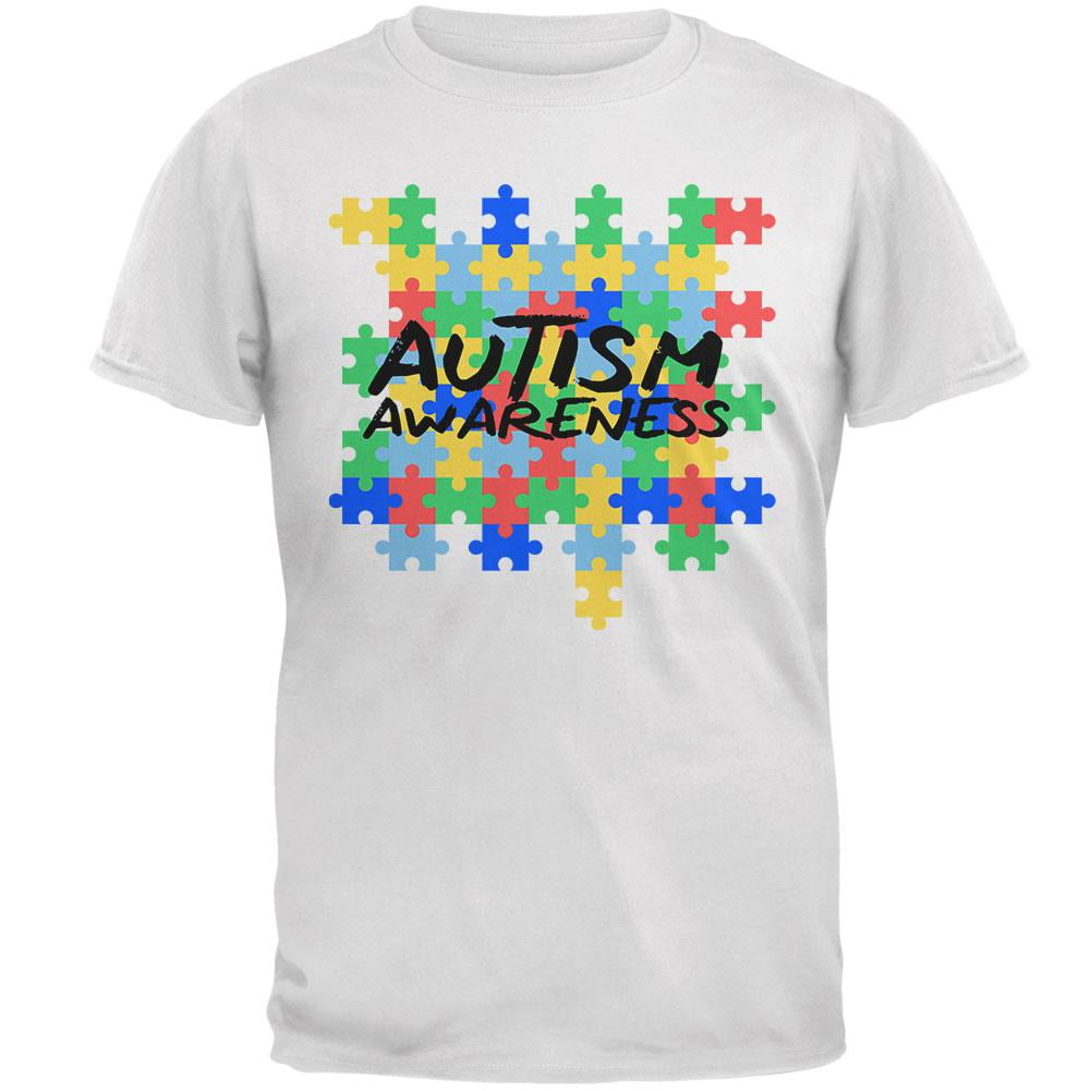 Autism Awareness Puzzle Pieces Mens T Shirt White 4X-LG