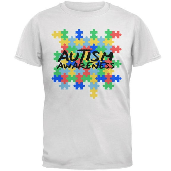 Autism Awareness Puzzle Pieces Mens T Shirt White SM