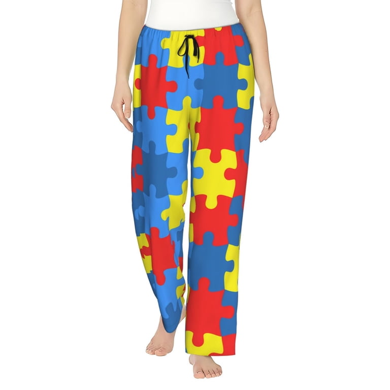 Pyjamas Autistic Images Autism Sweatpants Puzzle Autism Neon Lights Men's Pajama Pants Lounge