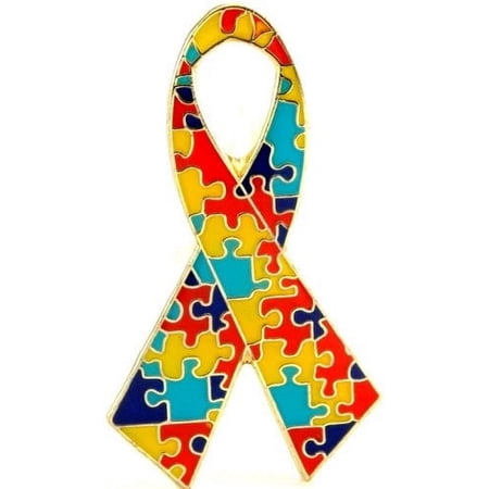 Autism Awareness Puzzle Ribbon Pin