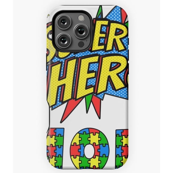 Autism Awareness Puzzle Support Hero Comic Phone Case for iPhone 17 16 15 14 13 12 11 Pro Max