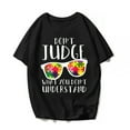 thumbnail image 1 of Autism Awareness Puzzles Glasses T-Shirt Cute Women Men Graphics Casual Short Sleeve Shirts Summer Tops Gift Tee Black 3X-Large, 1 of 3