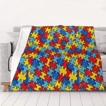 Autism Awareness Puzzles Warm Cozy Plush Throw Blanket for Couch Bed Sofa 40"x30"